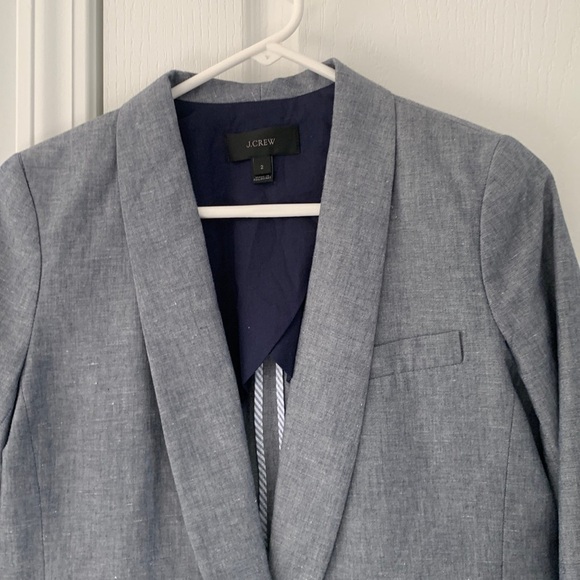 J Crew Blue Blazer Size 2 linen blend - Picture 3 of 13